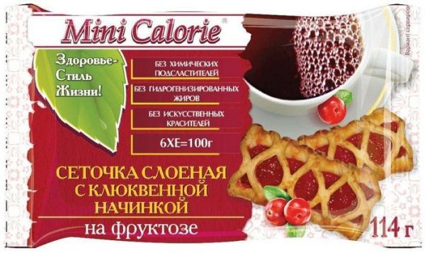 Изображение товара Сеточка слоеная с клюквенной начинкой на фруктозе 114г Сеточка слоеная с клюквенной начинкой на фруктозе 114г фотография