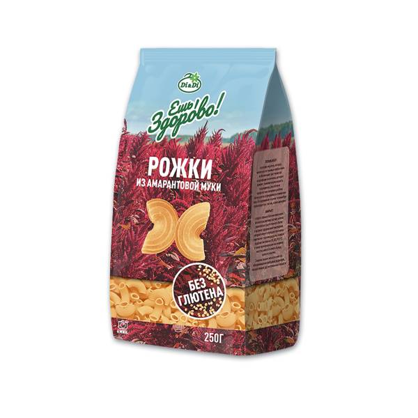 Ешь здорово амарантовые макароны без глютена рожки, 250 г фотография